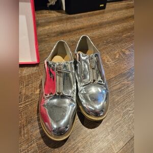 Silver Metallic Zip-Up Shoes